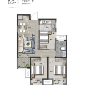 高层B2-1户型-3室2厅1卫-89.0㎡